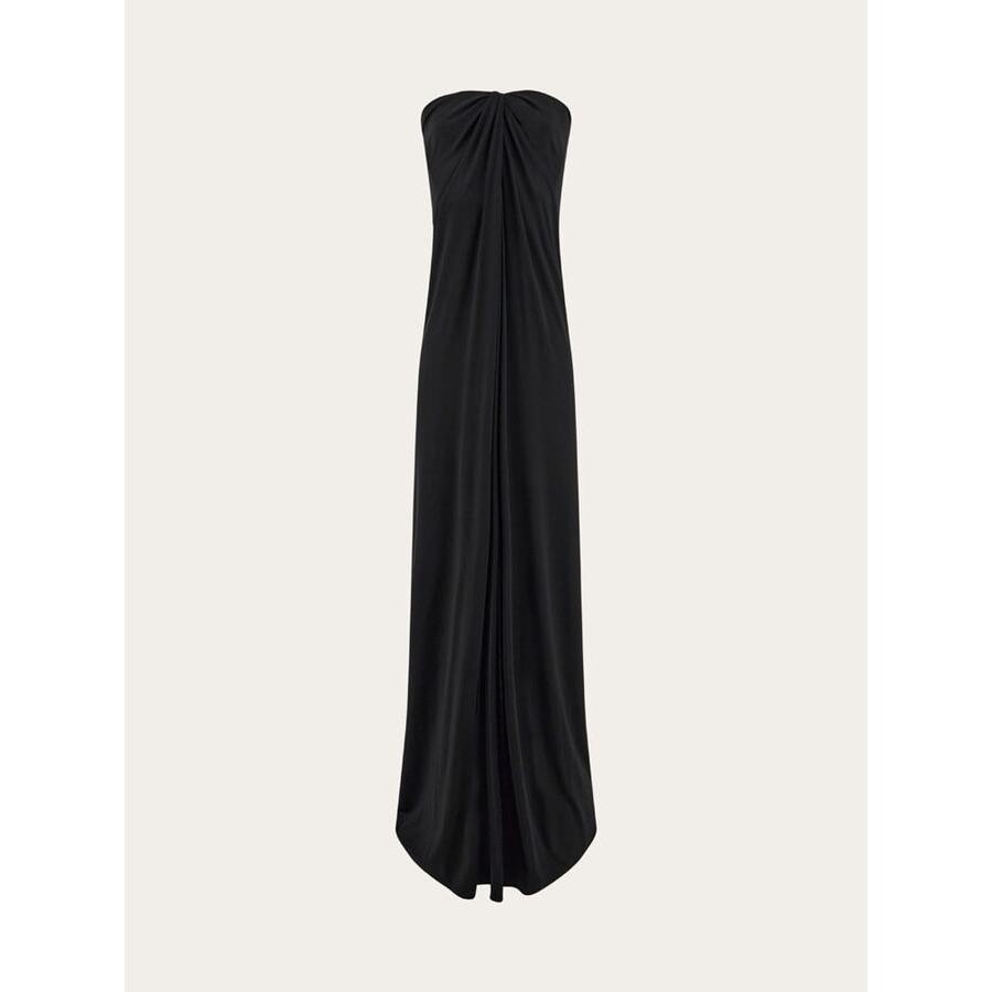 Ferragamo Black Draped Strapless Dress, Brand Size 44 (US Size 10)