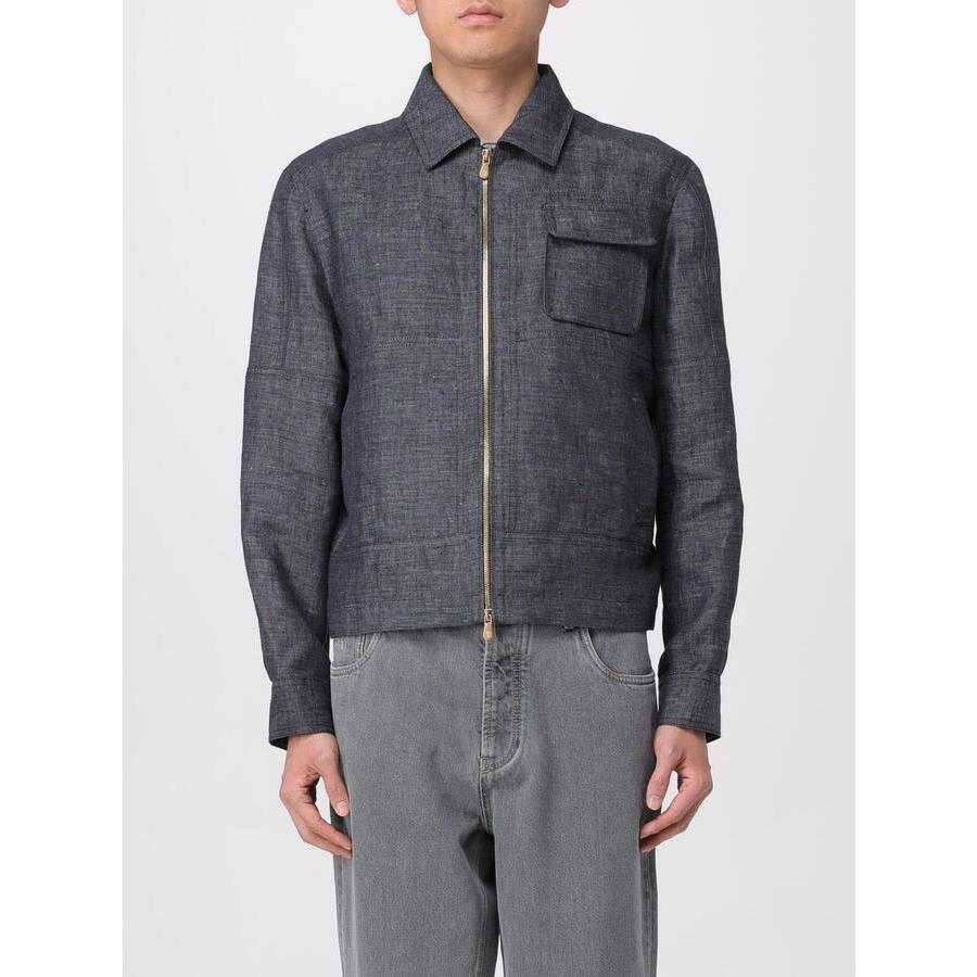 Brunello Cucinelli Black Linen Zip Jacket