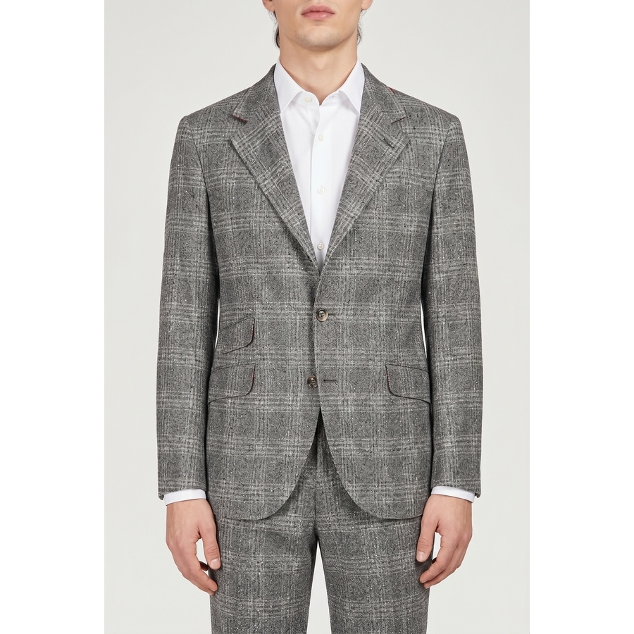 Brunello Cucinelli Medium Grey Plaid Tailored Suit