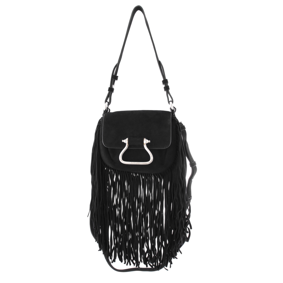 Roberto Cavalli Black Fringe Bucket Bag