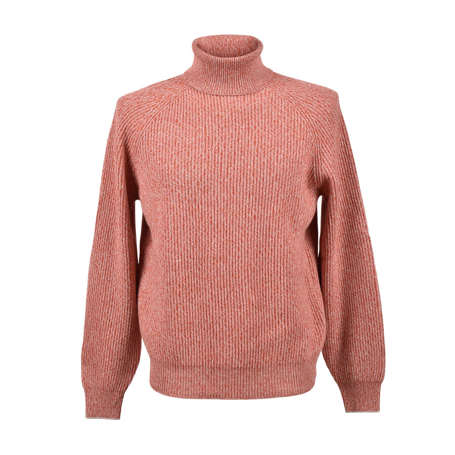 Brunello Cucinelli Orange Wool Silk Turtleneck Sweater
