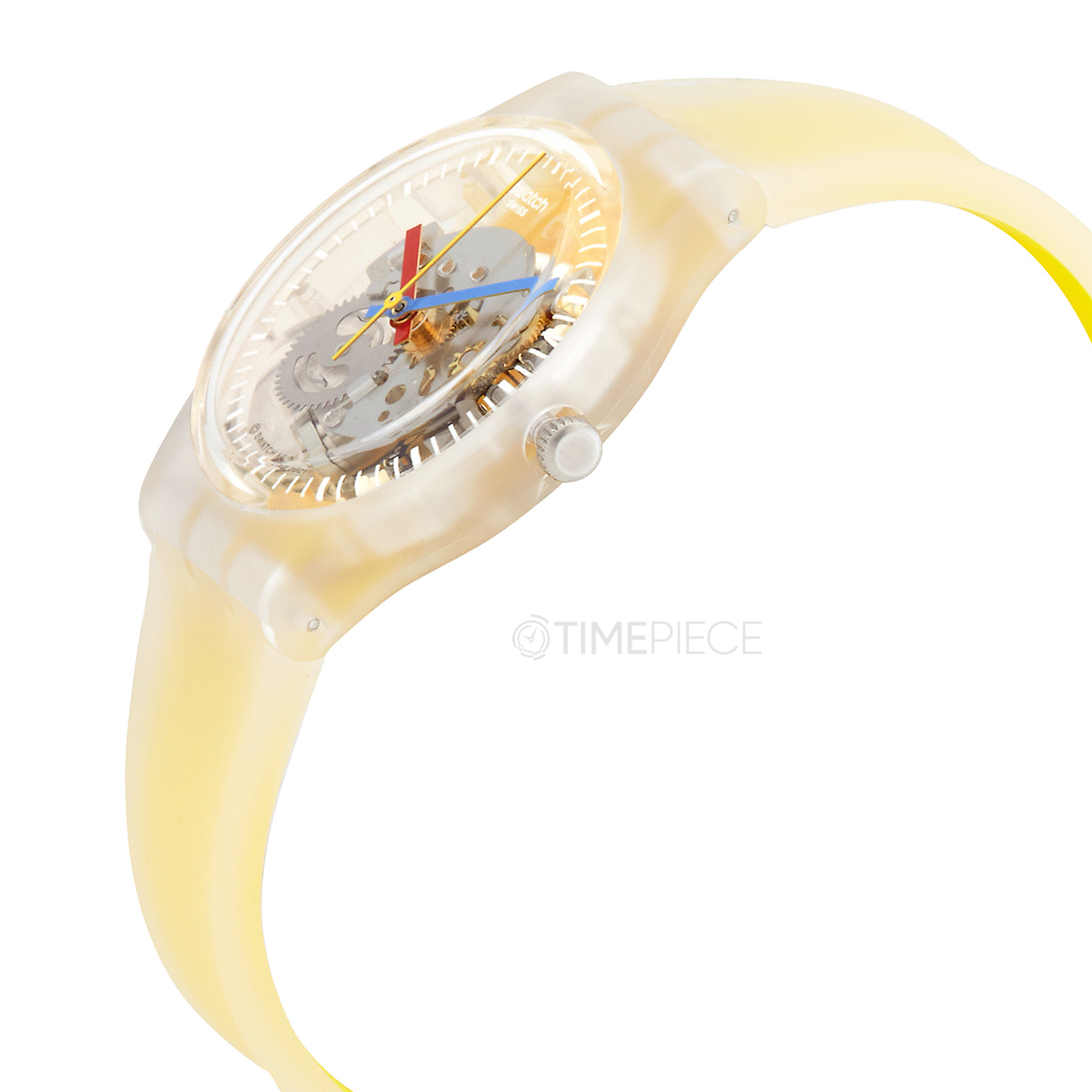 Swatch Monthly Drops Clearly Yellow Striped Quartz Unisex Watch GE291