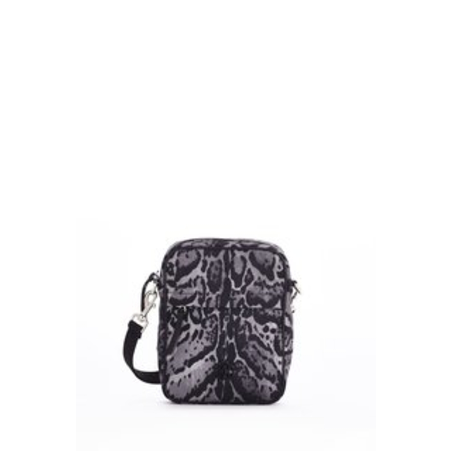 Roberto Cavalli Black/Grey Printed Crossbody Messenger Bag