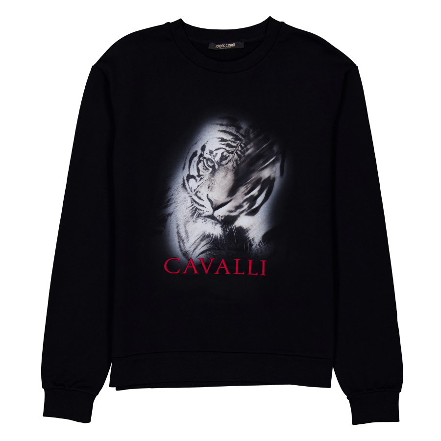 Roberto Cavalli Black Tiger Graphic Sweatshirt