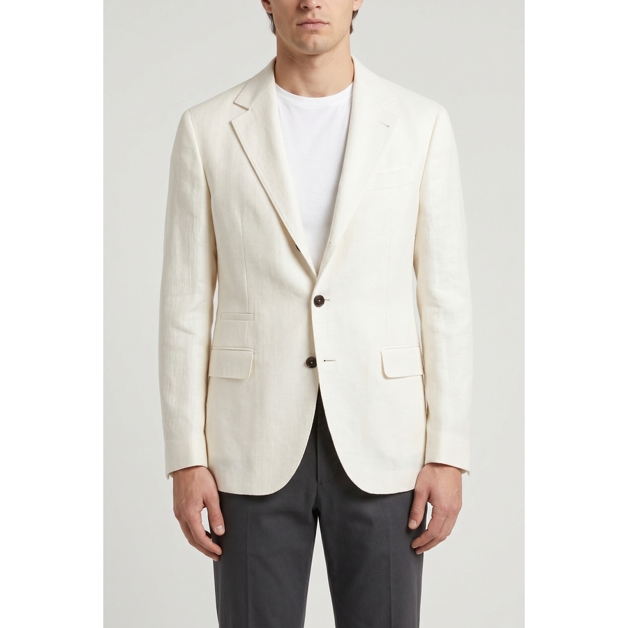 Brunello Cucinelli Off White Linen Silk Blazer