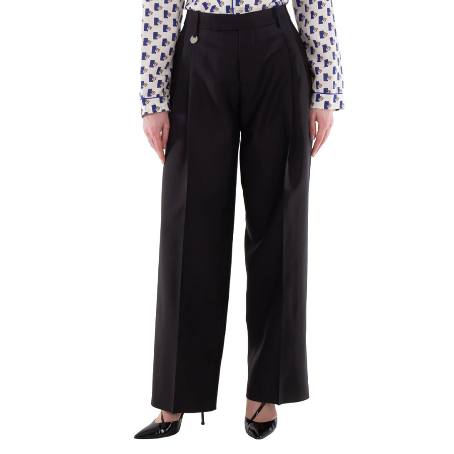 Burberry Wool Silk Pleated Tailored Trousers