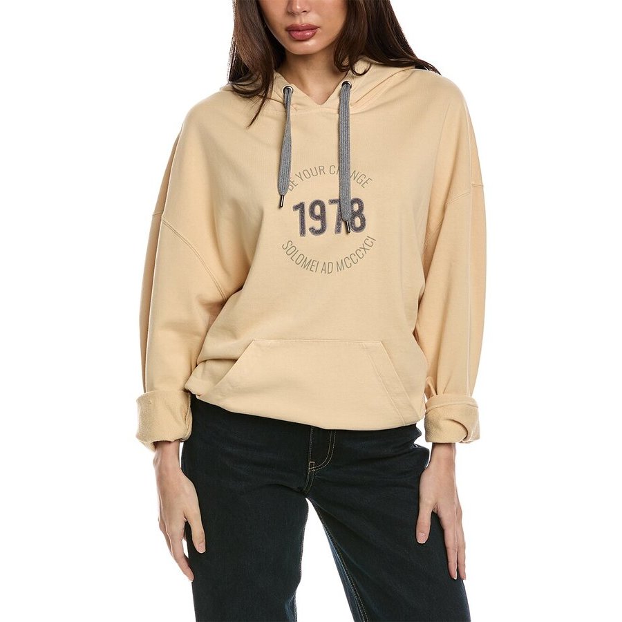 Brunello Cucinelli Beige Hooded Sweatshirt With Print