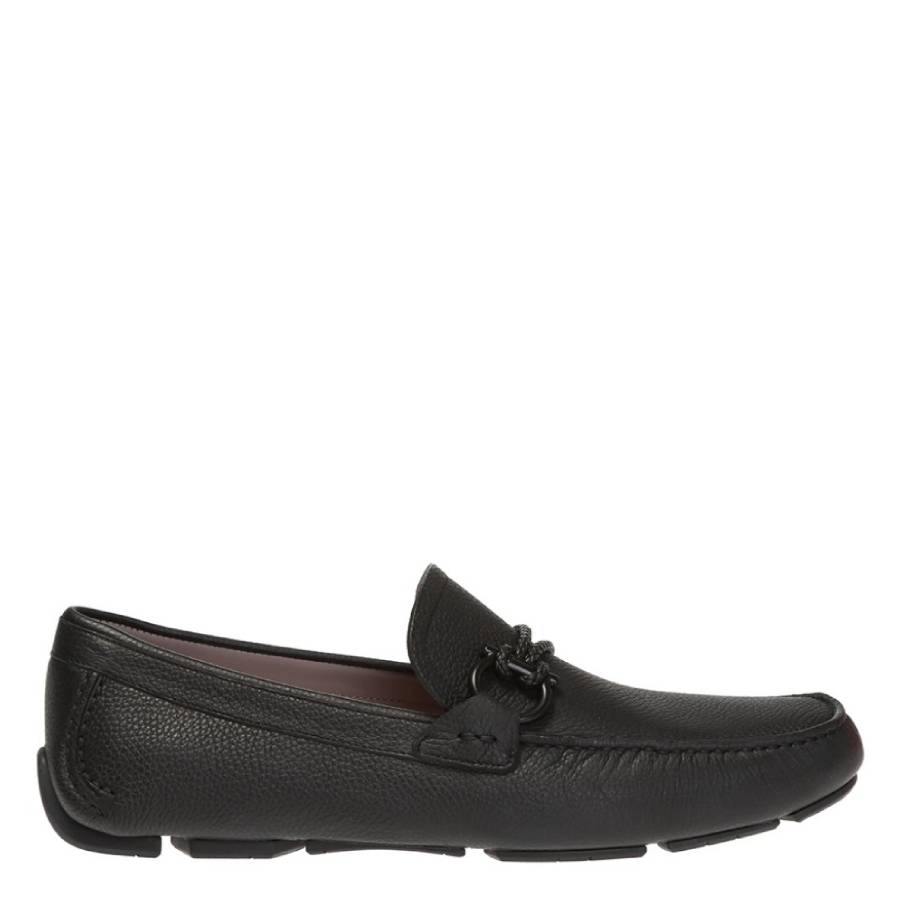 Salvatore Ferragamo Mens Black Gancini Driver Moccasin