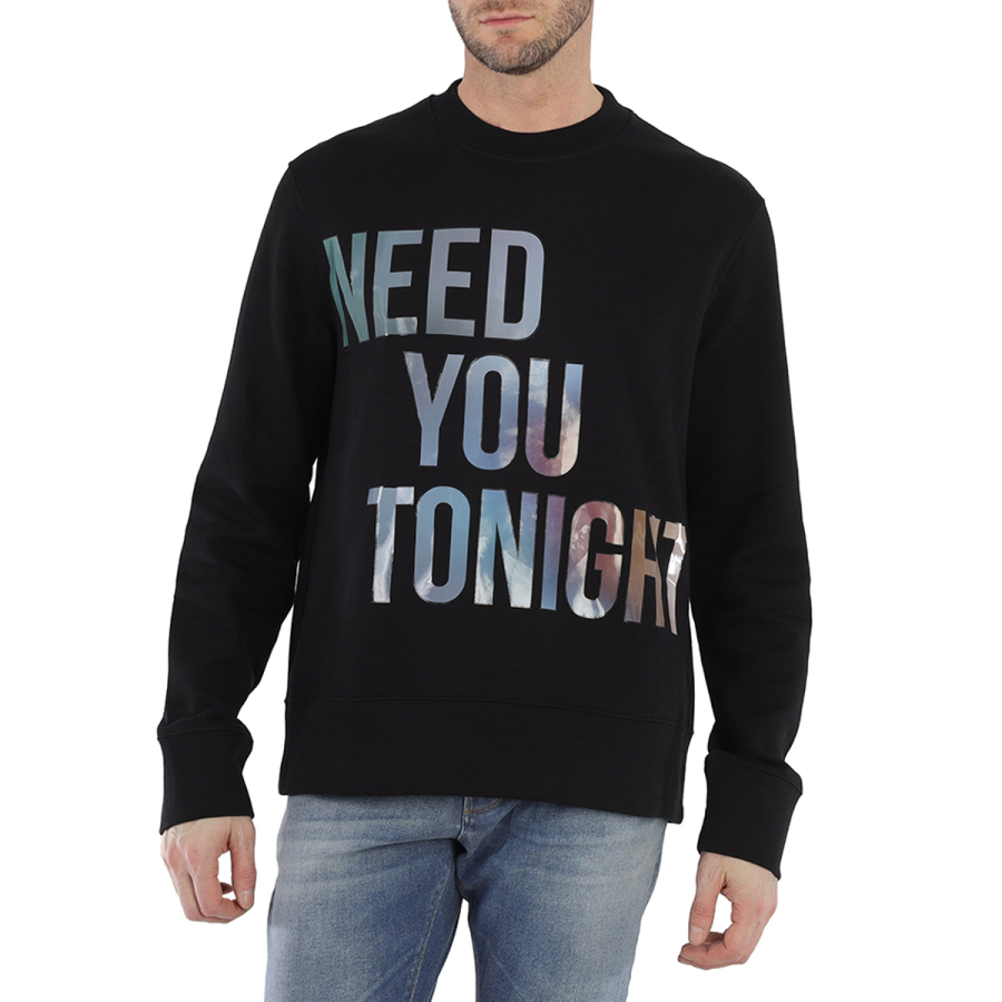 Roberto Cavalli Mens Black Need You Tonight Classic Fit Sweatshirt,