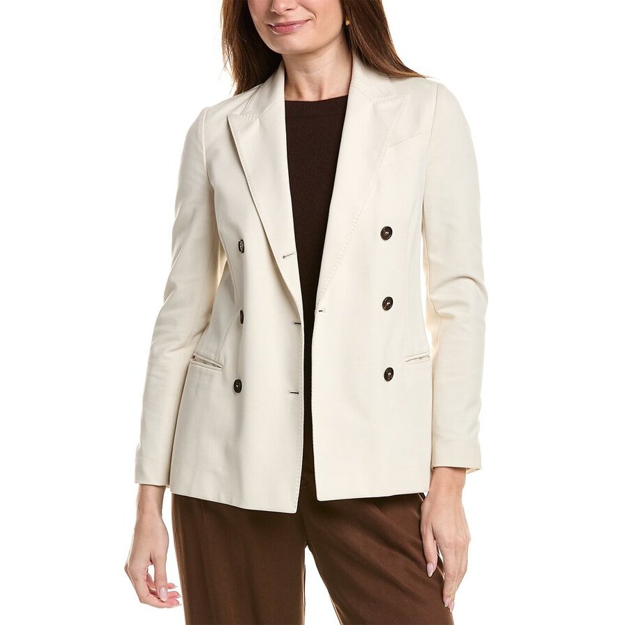 Brunello Cucinelli Vanilla Double-Breasted Tailored Jacket