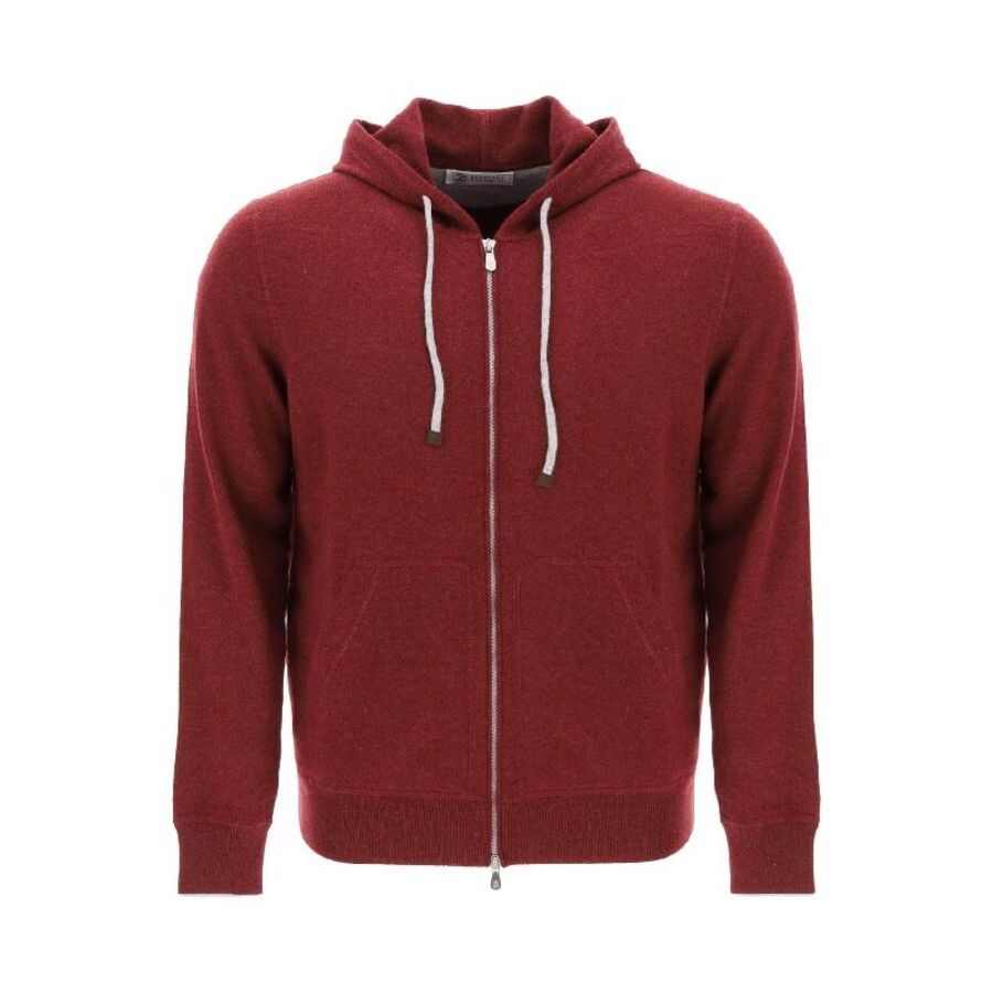 Brunello Cucinelli Red Wool Zip Hoodie