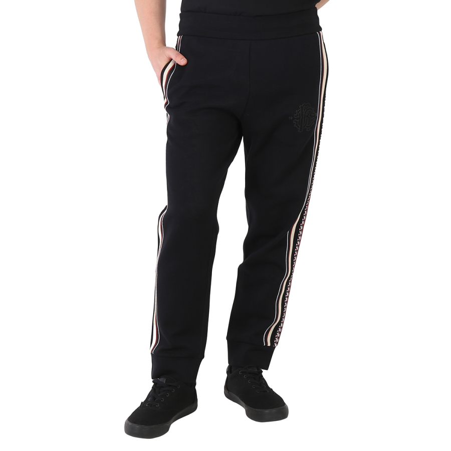 Roberto Cavalli Mens Black Side Striped Trackpants