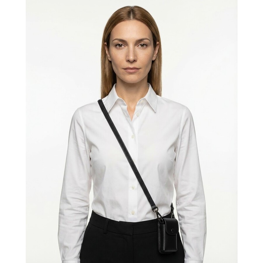 Brunello Cucinelli Women's Ultrablack Leather Shoulder Strap Accessory