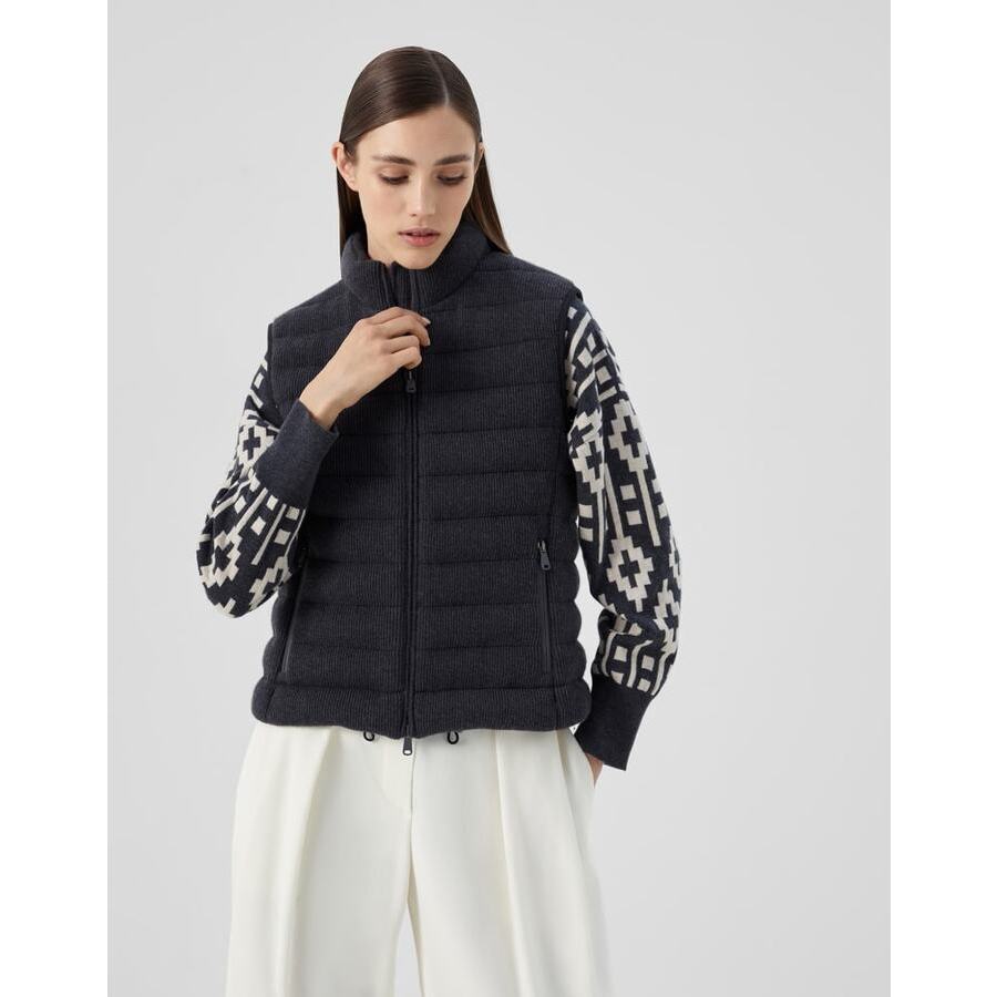 Brunello Cucinelli Womens Black Stone Wool Quilted Jacket