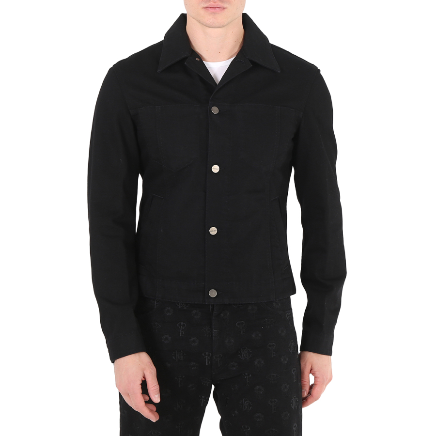 Roberto Cavalli Black Lucky Symbol Embroidered Cotton Denim Jacket