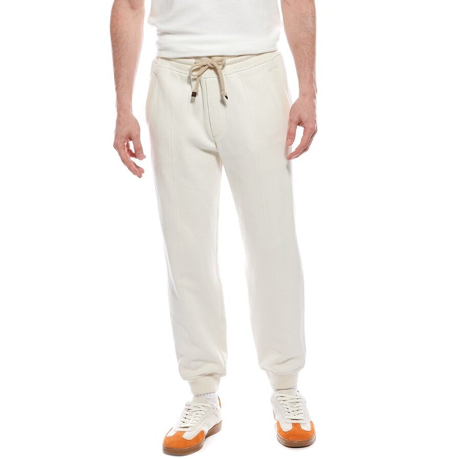 Brunello Cucinelli Cotton Drawstring Joggers — Beige