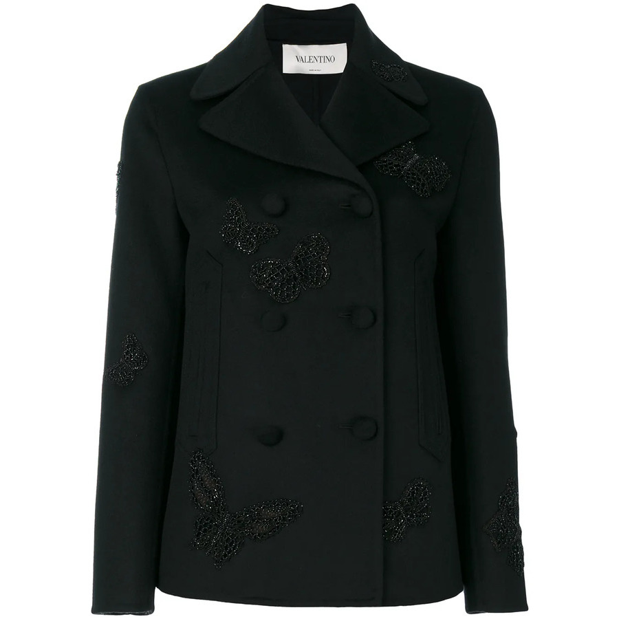 Valentino Garavani Butterfly-Embroidered Coat