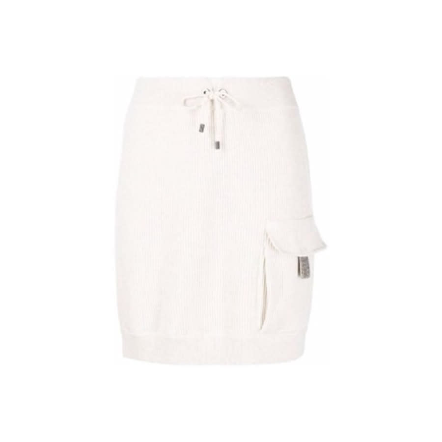 Brunello Cucinelli Women's Cream Knit Skirt With Pocket