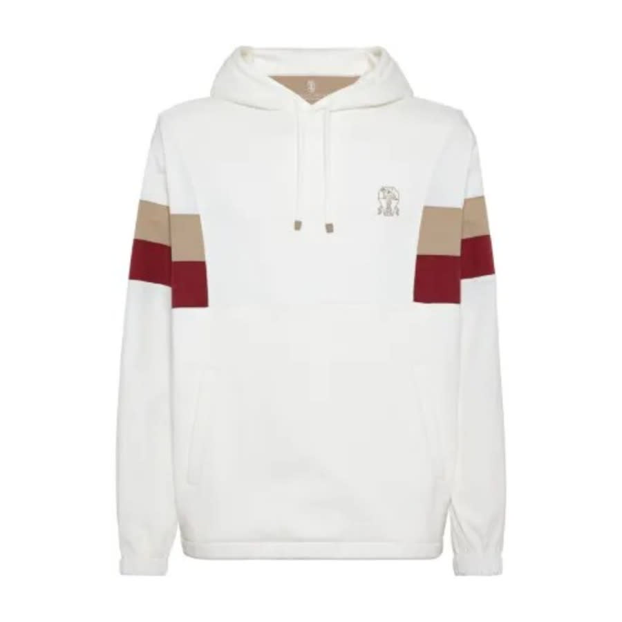 Brunello Cucinelli Color-Block Cotton-Polyamide Hoodie — Off White