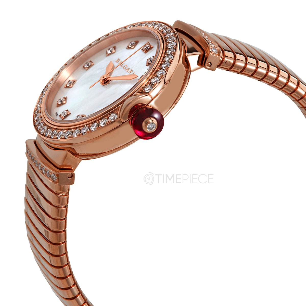 Bvlgari LVCEA Tubogas Mother of Pearl Diamond Dial Ladies Watch