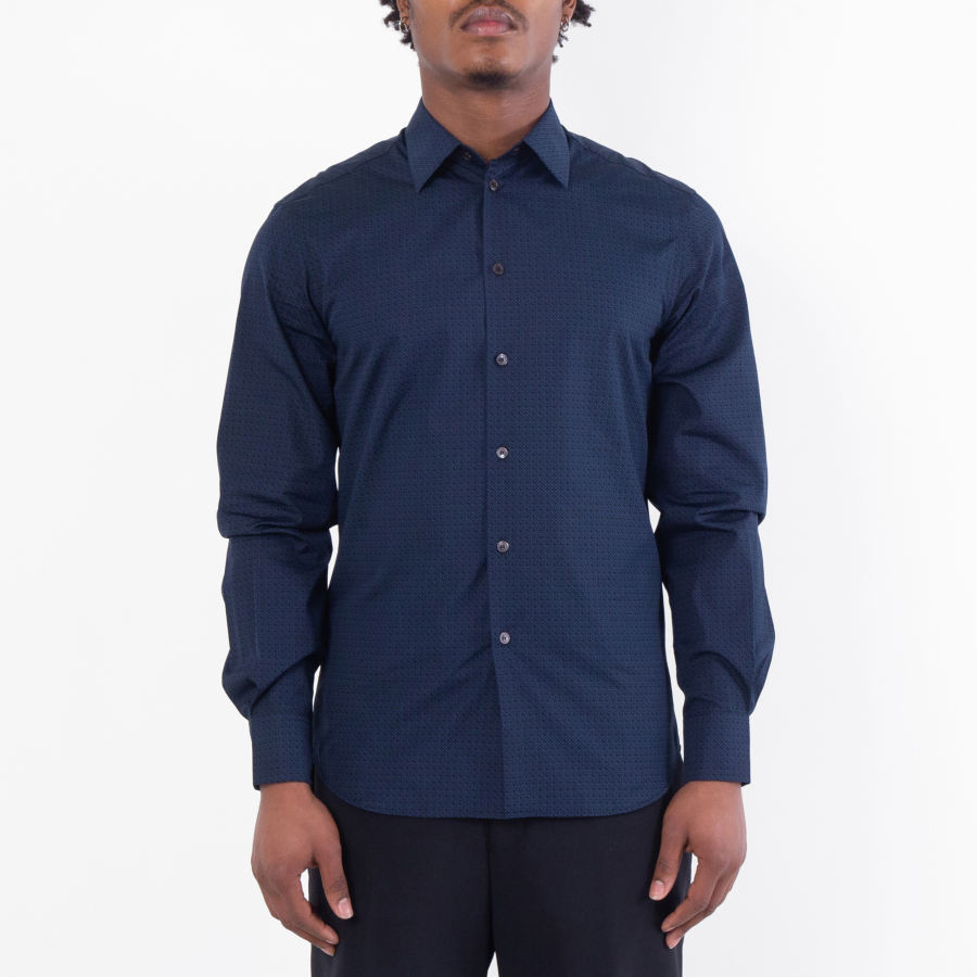 Ferragamo Micro-Patterned Long Sleeve Shirt