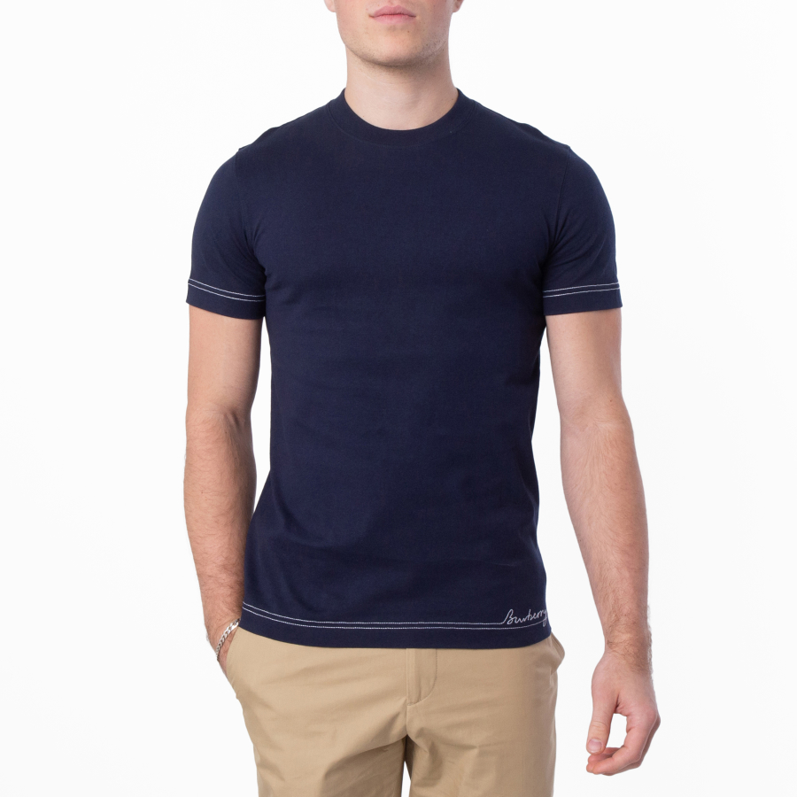 Burberry Logo Embroidered Cotton T Shirt