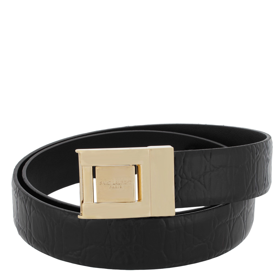 Saint Laurent Croc-Embossed Boucle La 76 Belt