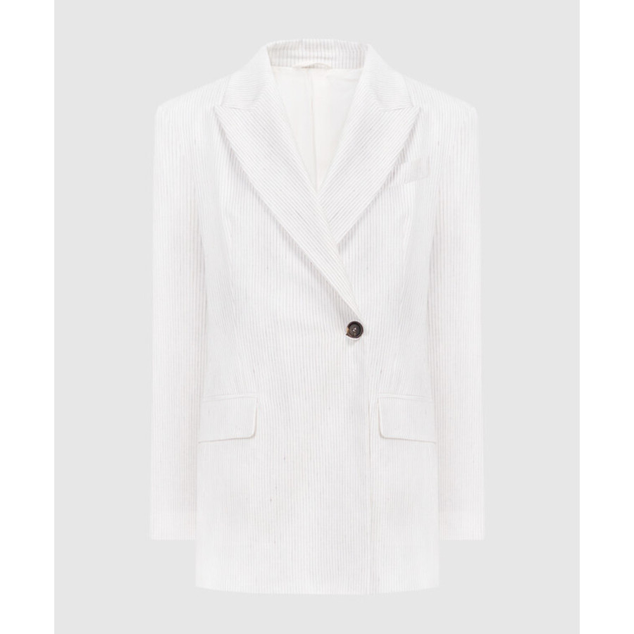 Brunello Cucinelli Wooff White Tailored Blazer
