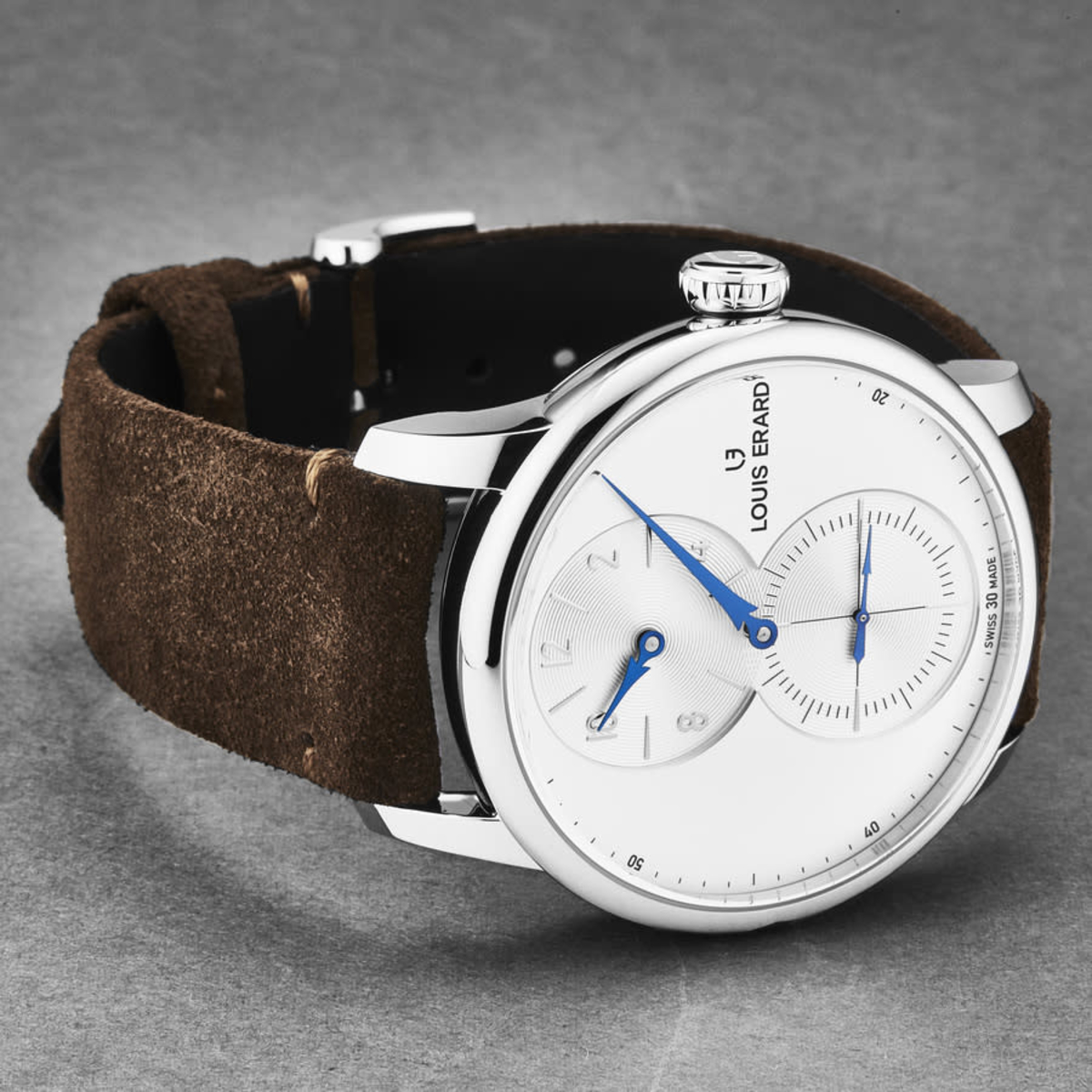 Louis Erard Men's 'Excellence' Silver Dial Brown Leather Strap Automatic Watch 85237AA21.BVA31-Louis Erard Watches.