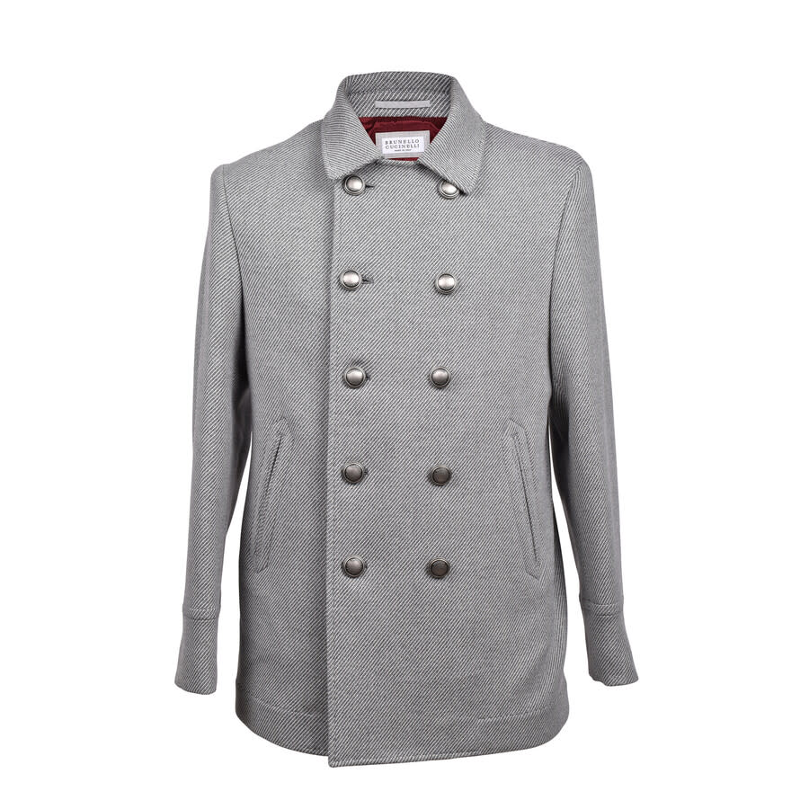 Brunello Cucinelli Gray Cashmere Blend Pea Coat