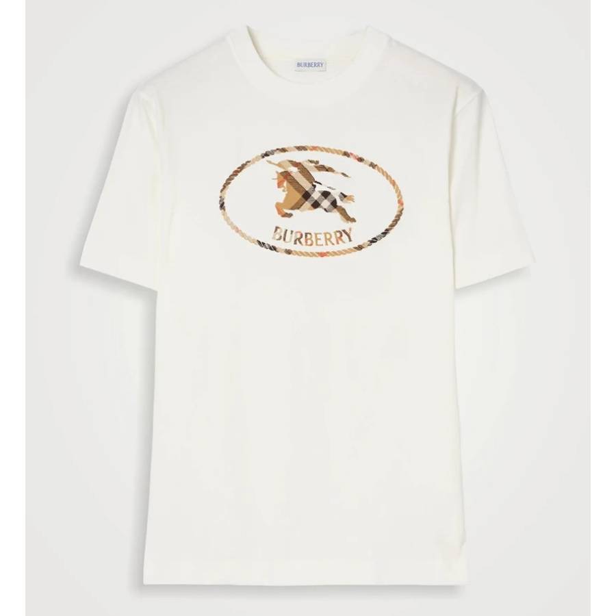 Burberry Check Knight Stamp Cotton T-shirt