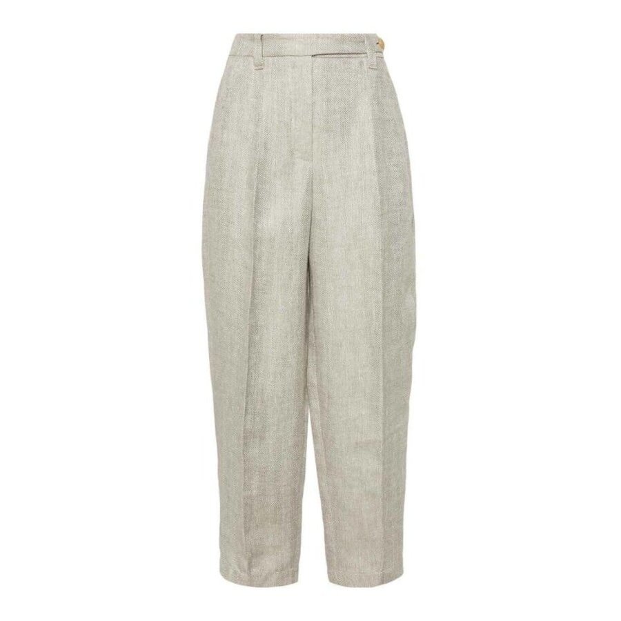 Brunello Cucinelli Wolight Beige Linen Trousers