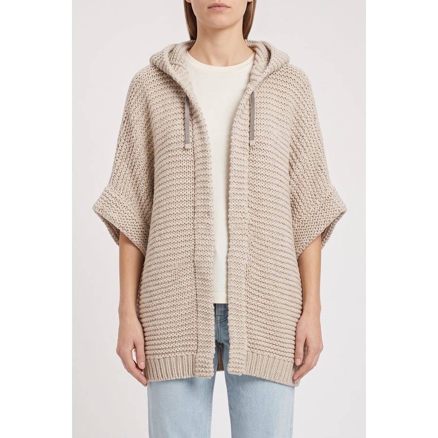 Brunello Cucinelli Women's 100% Cotton Hevy Knit Hoodie Sweater Nwt