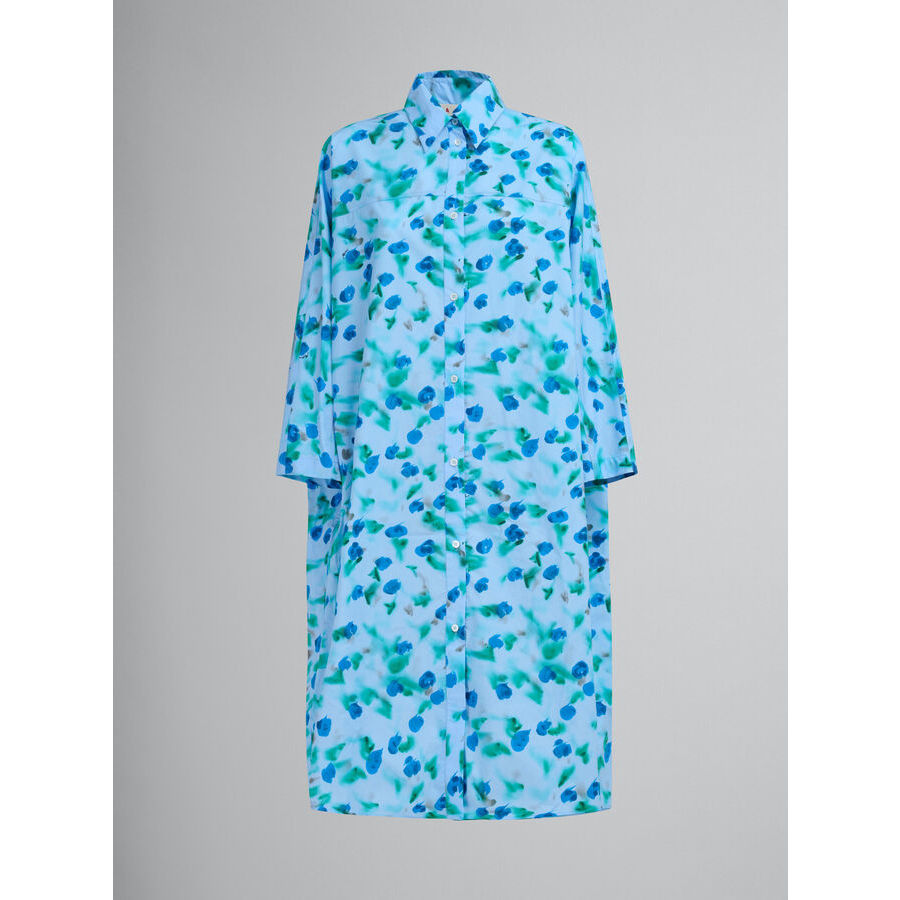 Marni Women's Light Blue Floral Shirt Dress