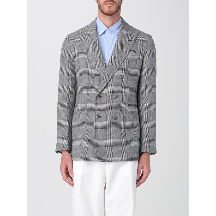 Brunello Cucinelli Gray Plaid Double-Breasted Blazer