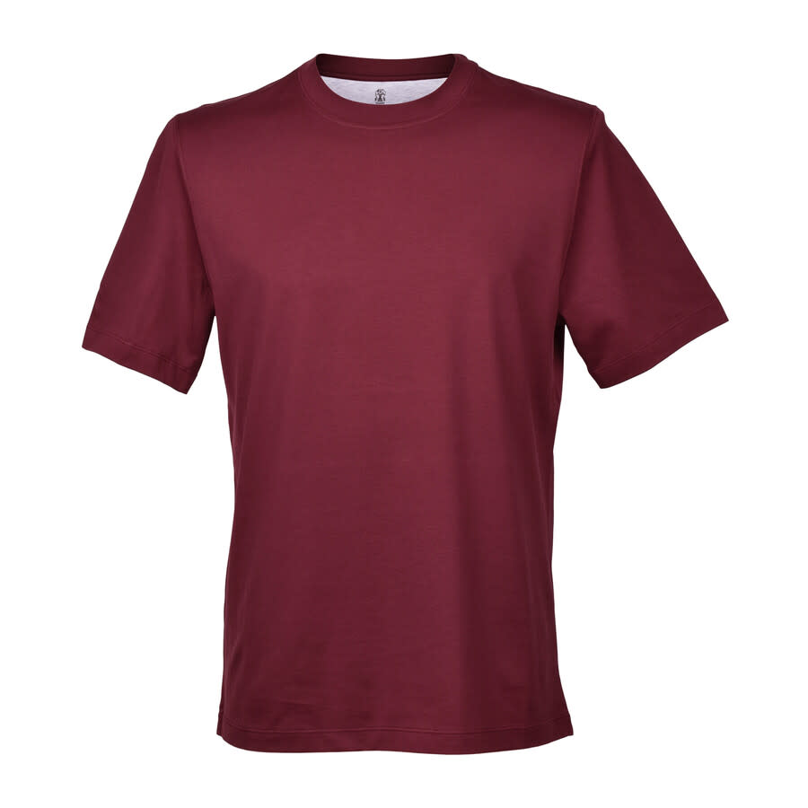 Brunello Cucinelli Silk Blend Crew Neck T-Shirt — Red