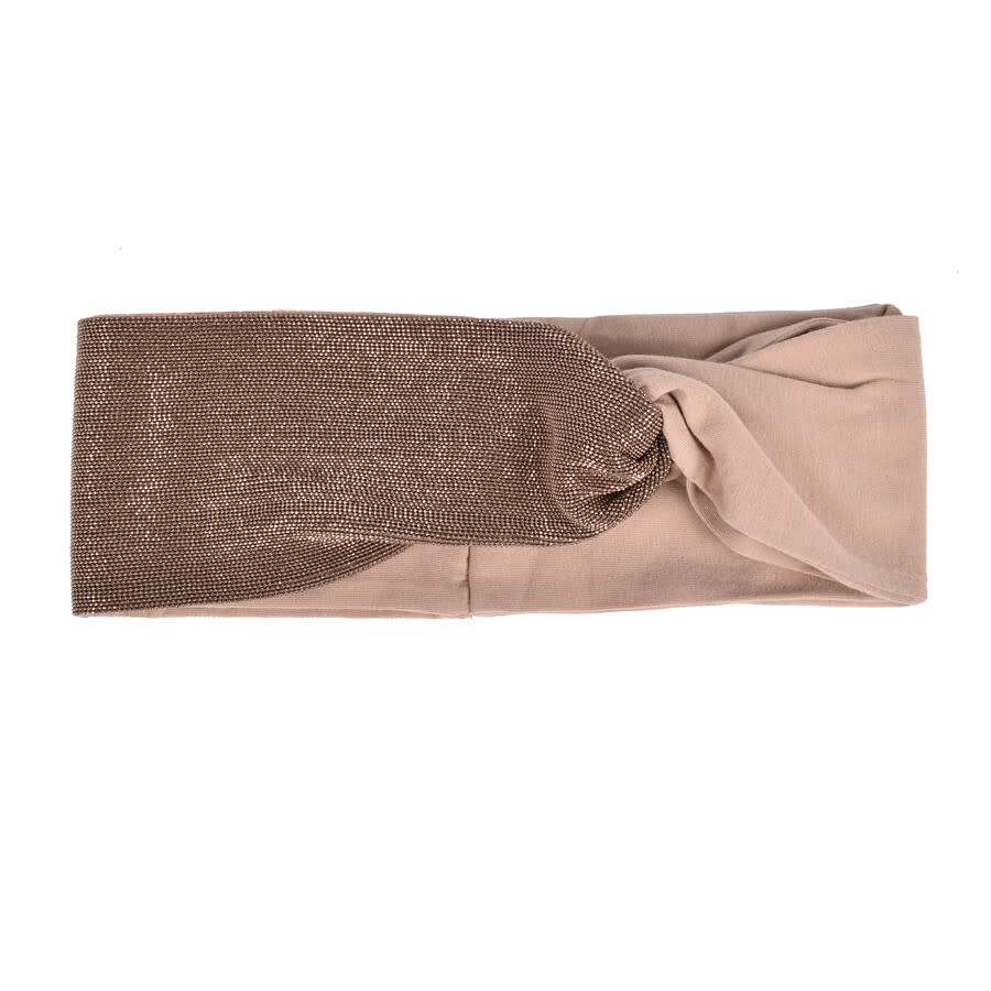 Brunello Cucinelli Womens Almond Beaded Cotton Headband One Color Accessories & Slg