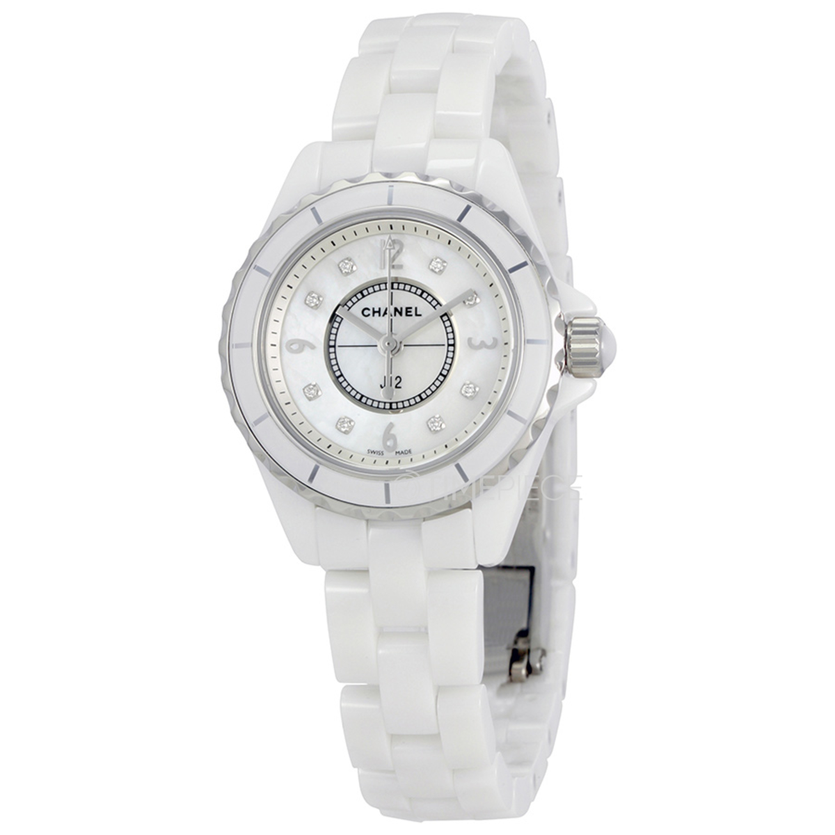 Chanel J12 Quartz Diamond White Dial Ladies Watch H5704 - Watches, J12 -  Jomashop