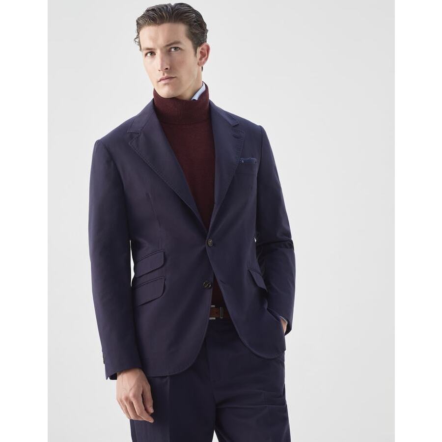 Brunello Cucinelli Men's Navy Cotton Wool Blend Blazer