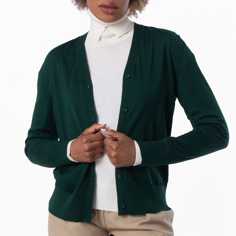 Burberry V-Neck Wool Knit Cardigan
