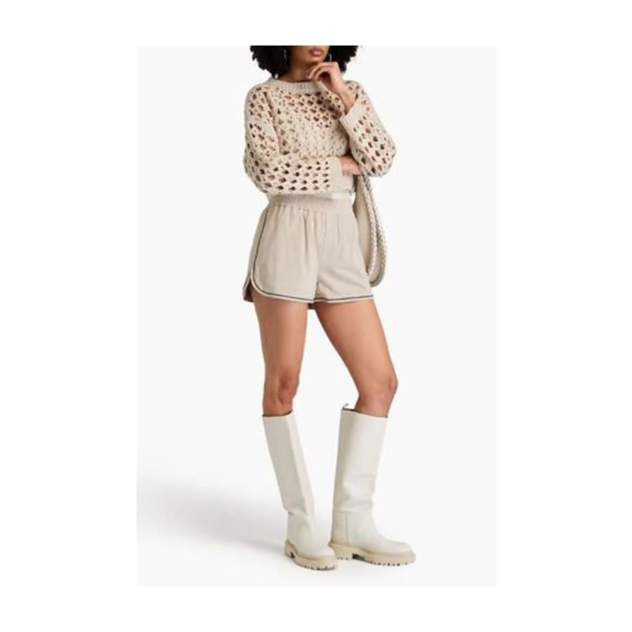 Brunello Cucinelli Beige Tailored Shorts With Trim