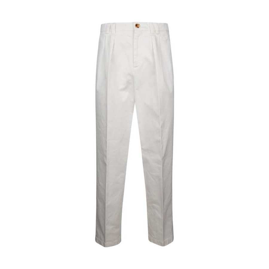 Brunello Cucinelli White Pleated Tailored Trousers