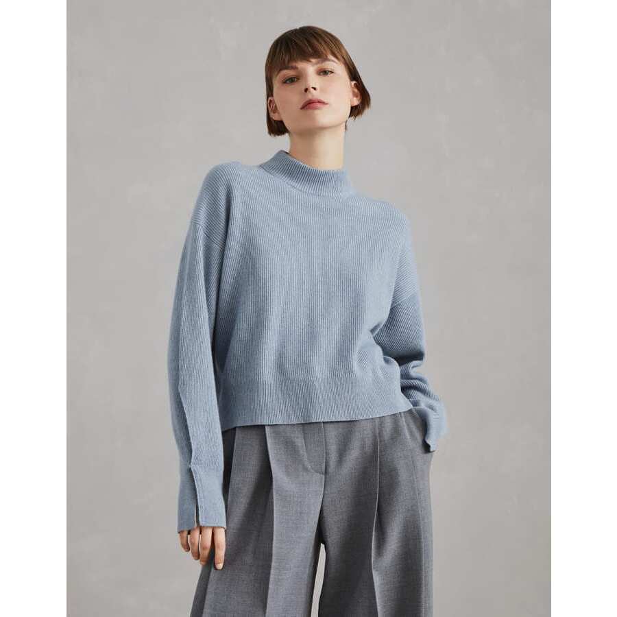 Brunello Cucinelli Women's Arctic Wool Ribbed Mock Neck Sweater