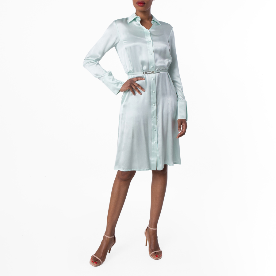 Bally Long-Sleeved Silk Shirt Dress