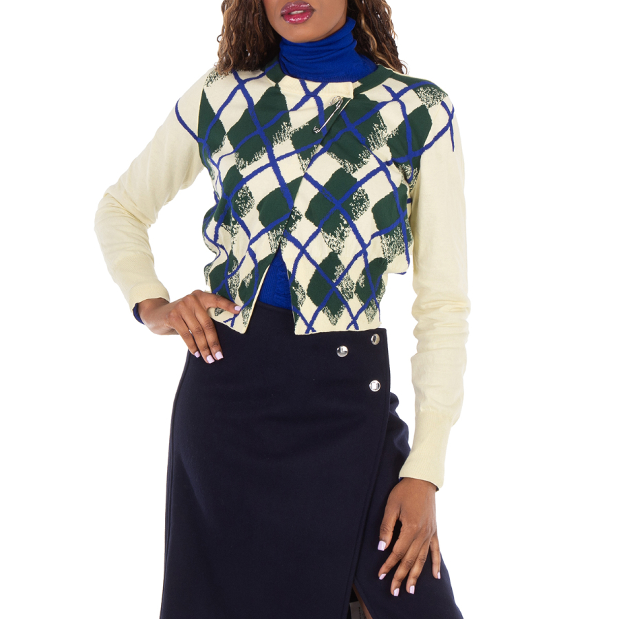 버버리 아가일 크루넥 니트