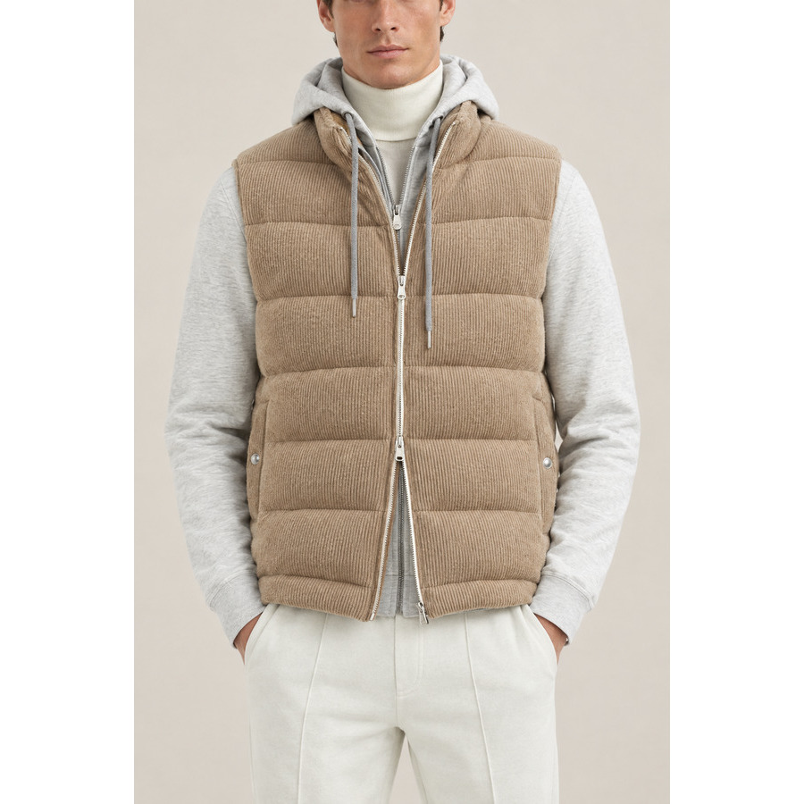 Brunello Cucinelli Mens Brown Wool Padded Jacket