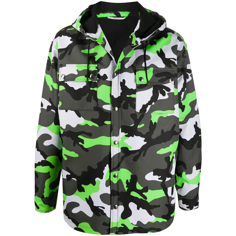 Valentino Garavani Camouflage Print Hooded Jacket
