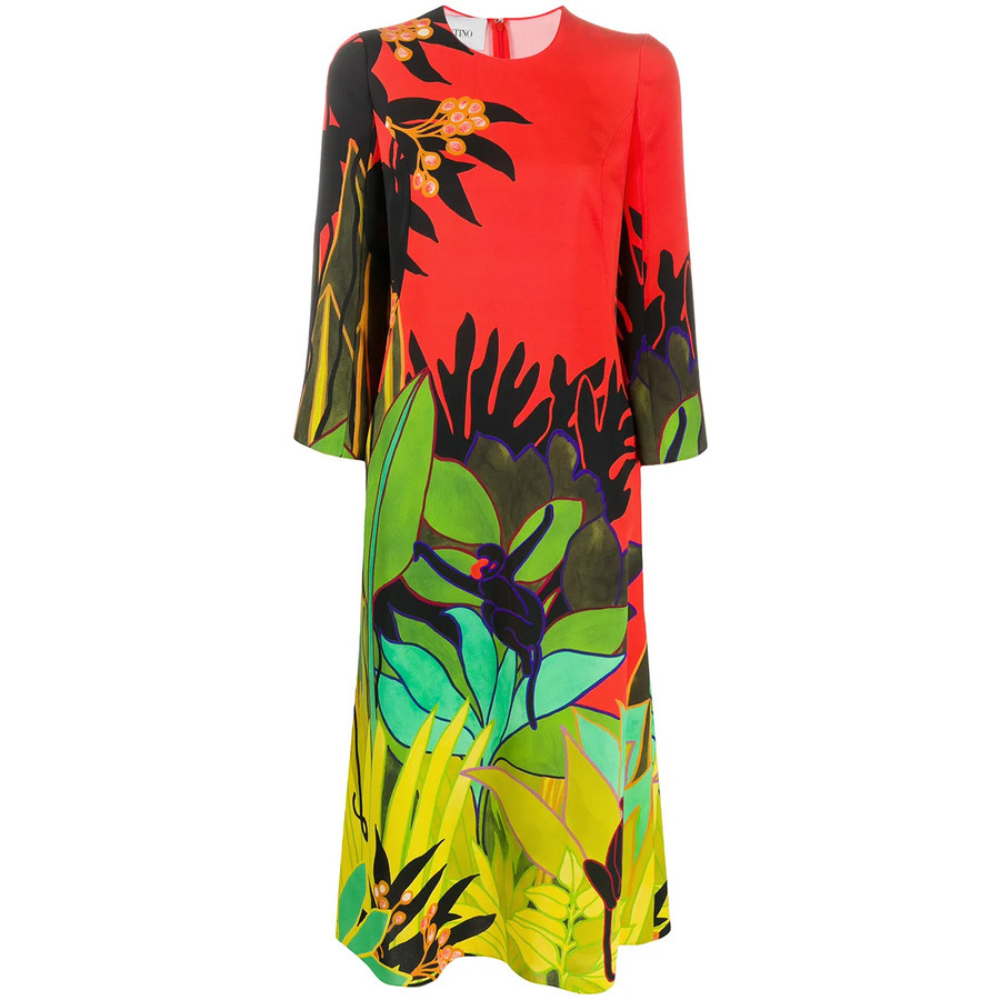 Valentino Garavani Monkey Forest Print Midi Dress