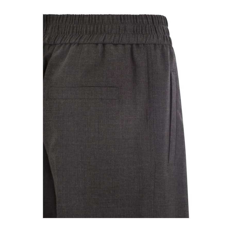 Brunello Cucinelli Women's Dark Grey Wool Relaxed Trousers