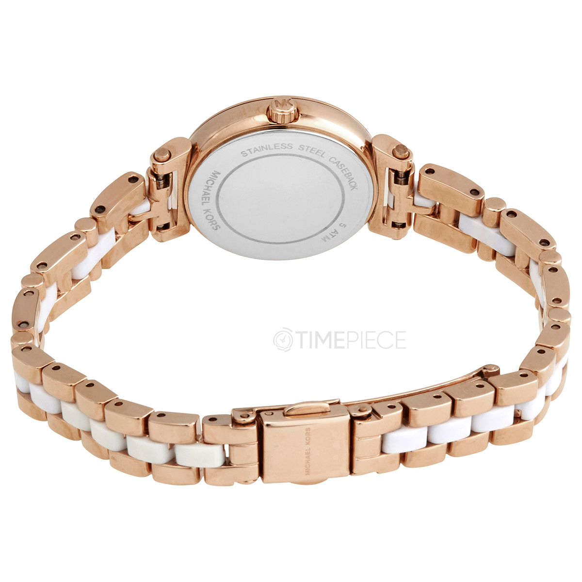 Michael Kors Ladies Gold Tone and White Resin Watch